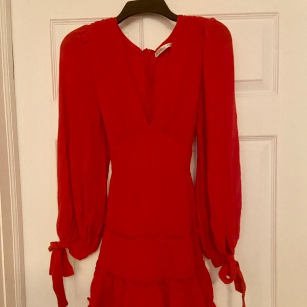 Selfie Leslie Red Ruffle Dress. Size Small.